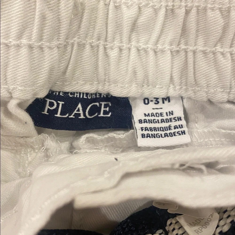 The Children's Place White Pants with Navy Belt size 0-3 months